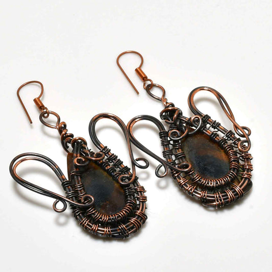 Terra’s Balance – Natural Stone & Copper Earrings