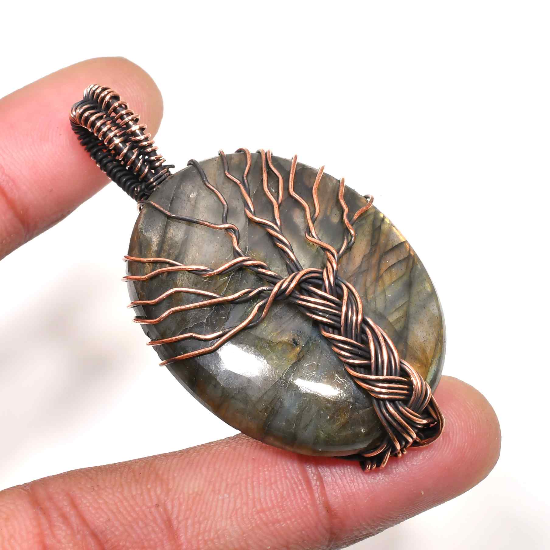 Enchanted Arbor – Labradorite Copper Pendant