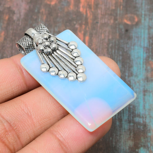 Ethereal Glow – Sterling Silver Opalite Pendant