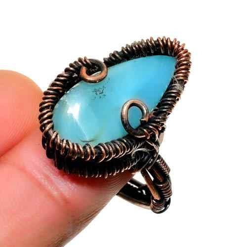 Serene Waters – Turquoise & Oxidized Copper Ring