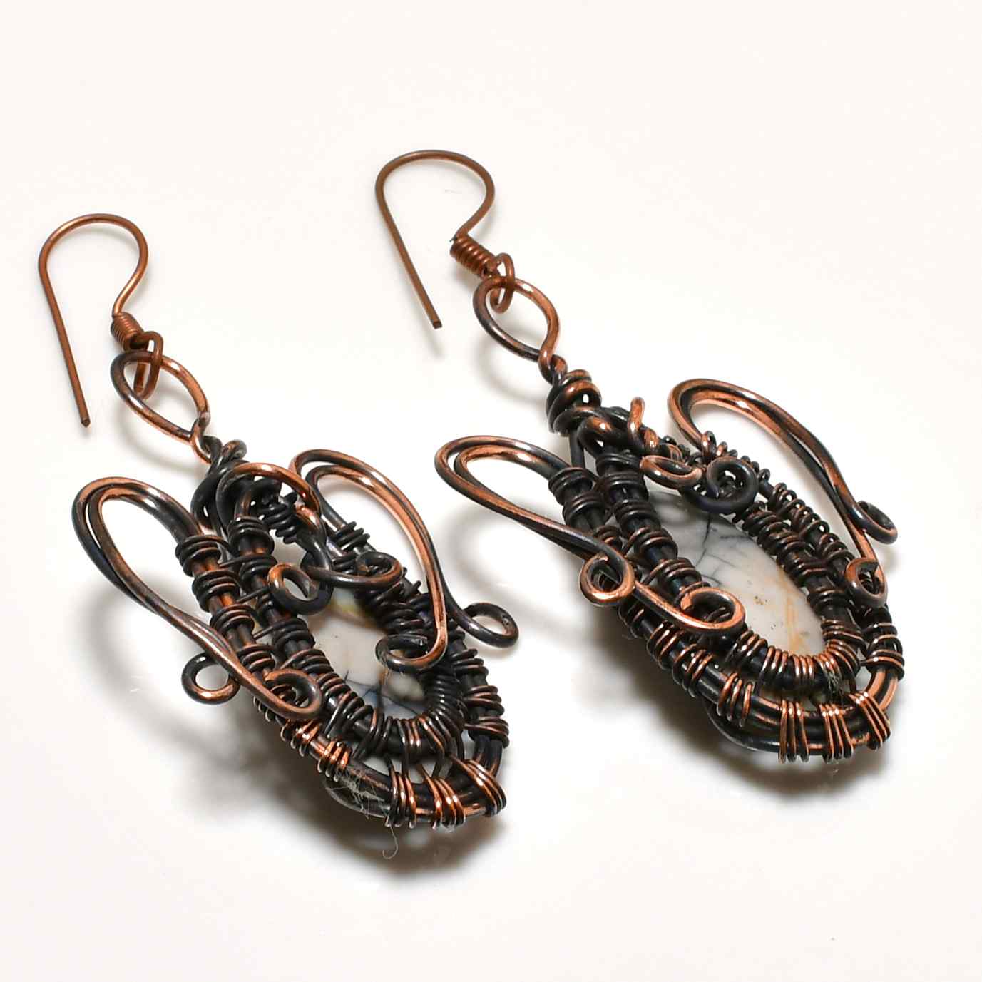 Selene’s Whisper – Amethyst Copper Earrings