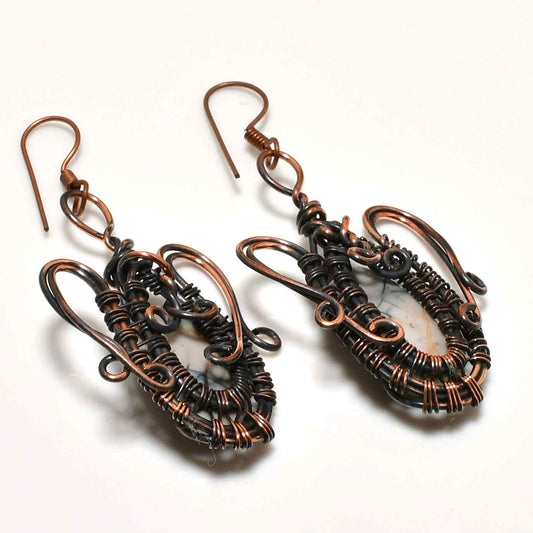 Selene’s Whisper – Amethyst Copper Earrings