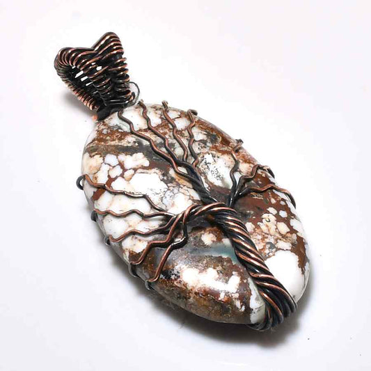 Earth’s Embrace – Agate & Copper Tree of Life Pendant