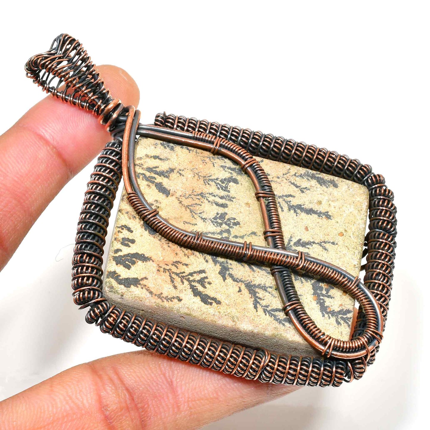 Guardian’s Harmony – Oxidized Copper & Crystal Pendant
