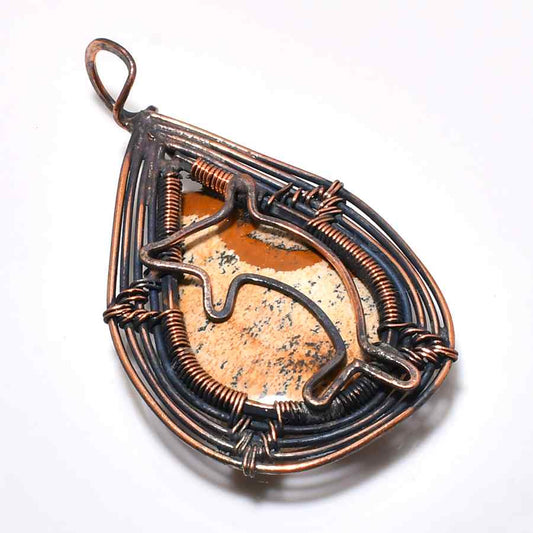 Tide’s Harmony – Copper & Stone Wave Pendant