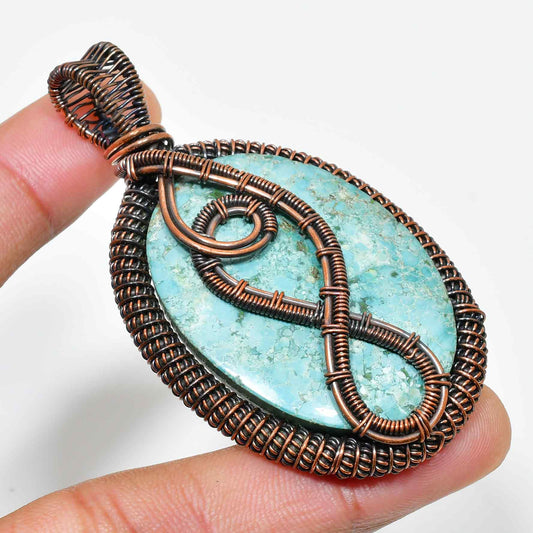 Azure Serenity – Aquamarine Copper Pendant