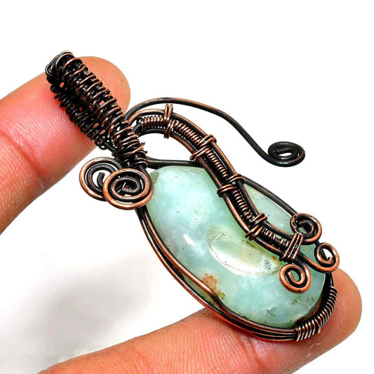 Ocean’s Whisper – Aqua Chalcedony Copper Pendant
