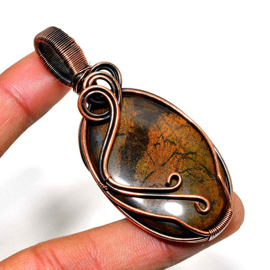 Tranquil Harmony – Oxidized Copper Gemstone Pendant