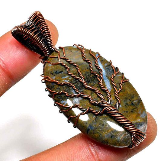Gaia’s Embrace – Labradorite Copper Tree Pendant