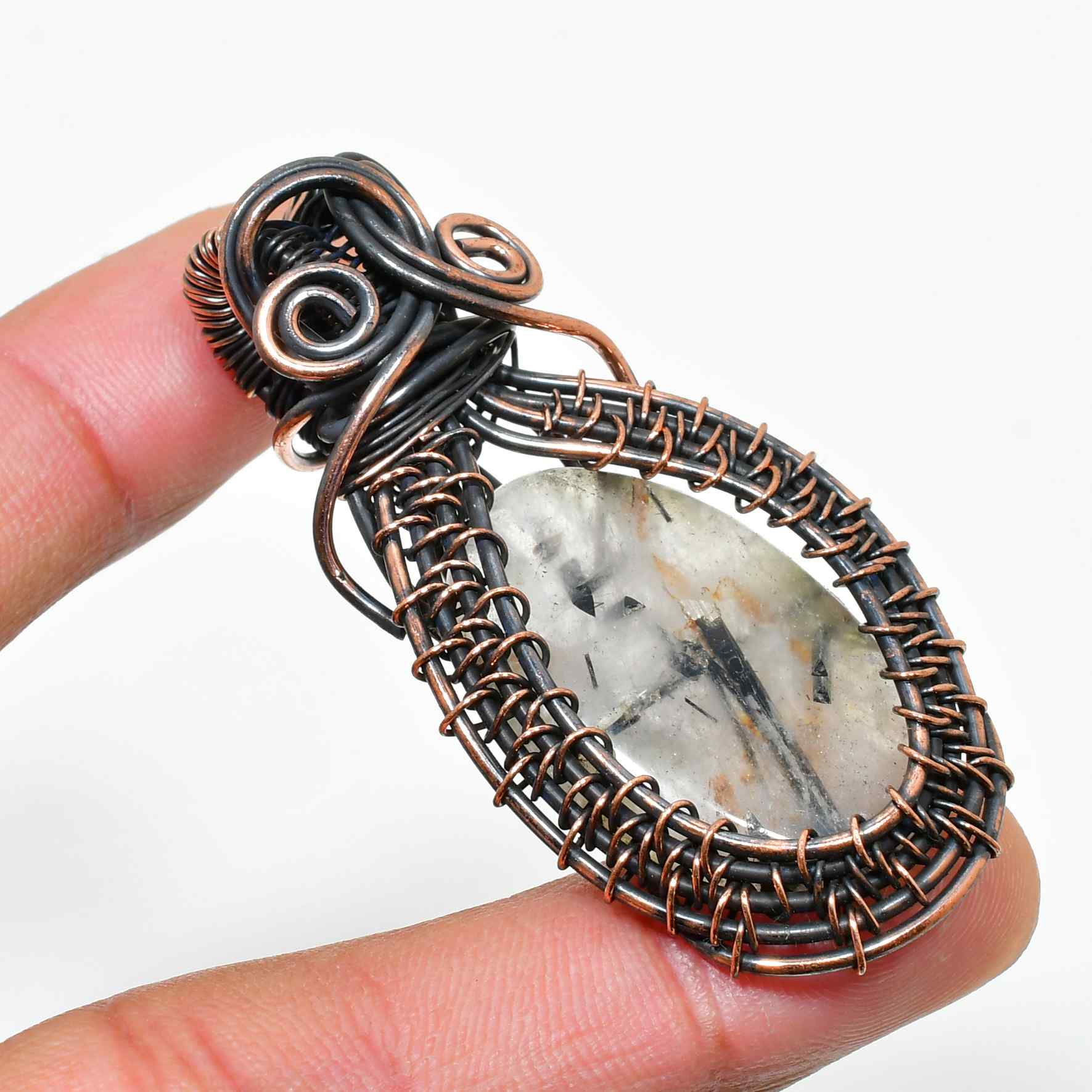 Radiant Reflections – Copper Wire Crystal Pendant