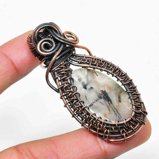 Radiant Reflections – Copper Wire Crystal Pendant