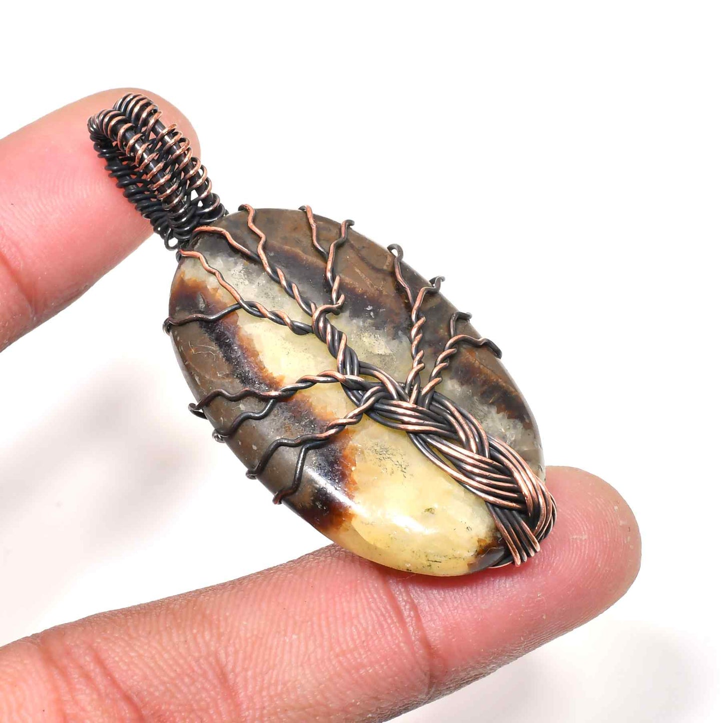 Earth’s Embrace – Agate & Dark Copper Pendant