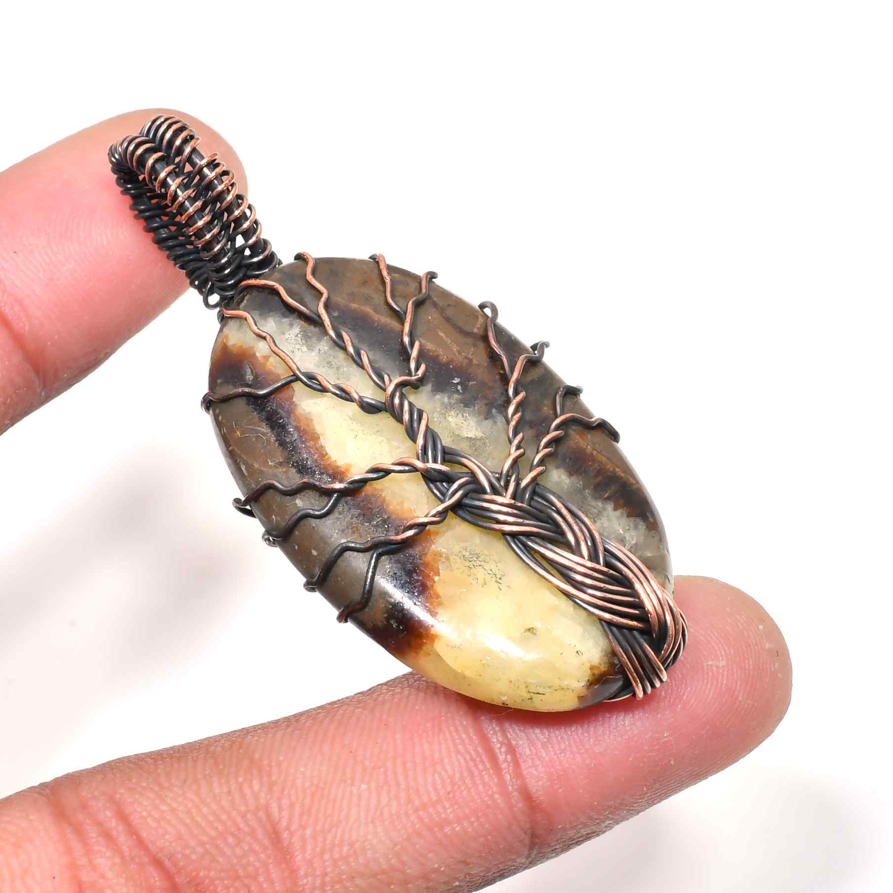 Earth’s Embrace – Agate & Dark Copper Pendant