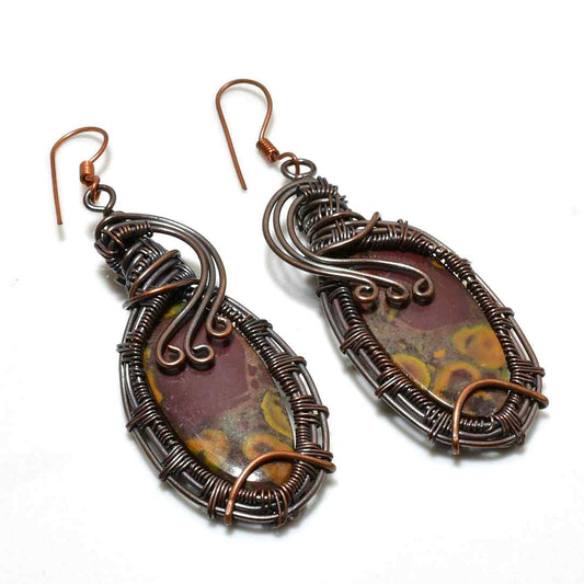 Gaia’s Embrace – Oxidized Copper Gemstone Earrings