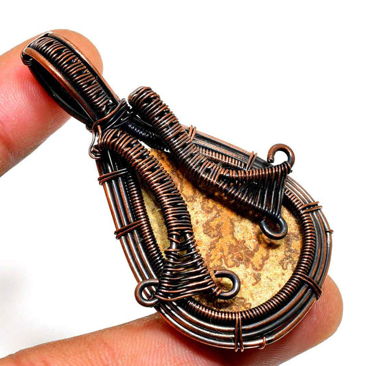 Serene Embrace – Copper-Wrapped Natural Stone Pendant