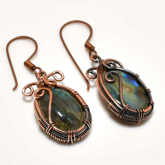 Selene’s Glow – Copper Labradorite Earrings