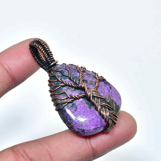 Ezra’s Veil – Amethyst & Oxidized Copper Pendant