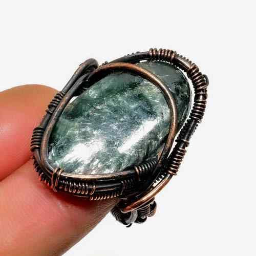 Verdant Balance – Raw Green Copper Ring