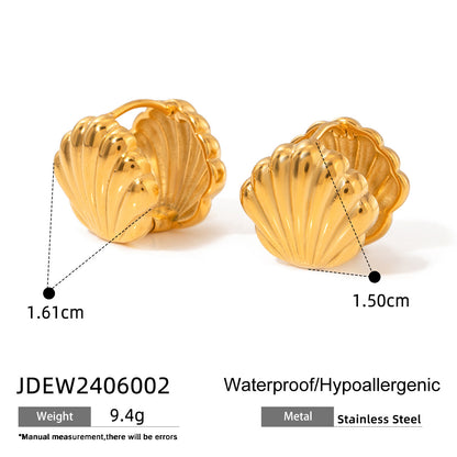 Oceanic Elegance Shell Earrings  - 18K Gold