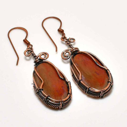 Ember’s Embrace – Agate & Copper Earrings