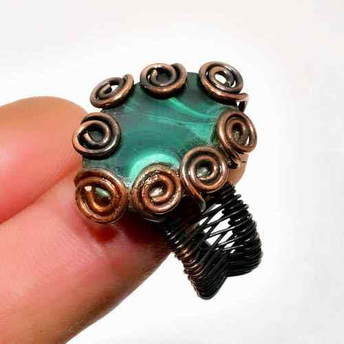 Verdant Harmony – Malachite & Copper Ring