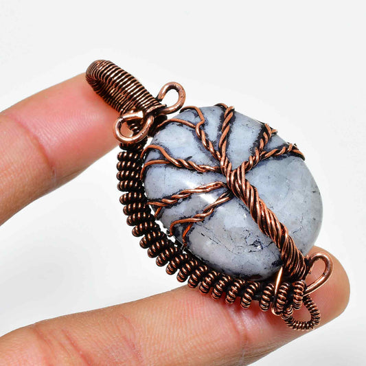 Ember’s Embrace – Grey Stone Copper Pendant