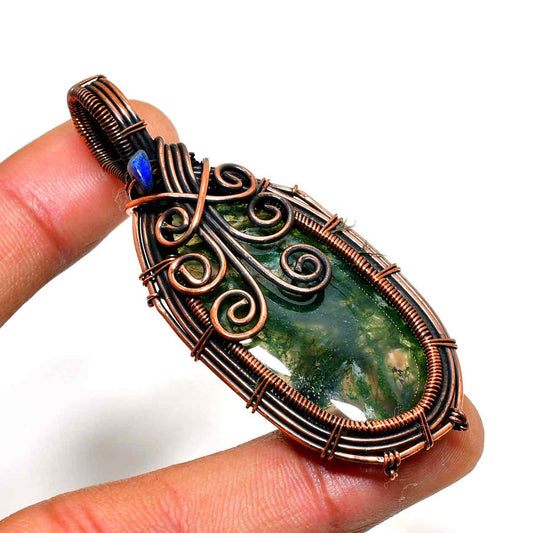 Ember’s Whisper – Green Jade & Copper Pendant