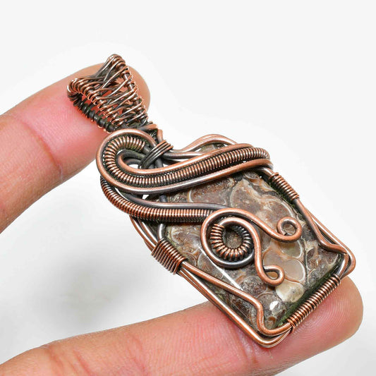 Gaia’s Embrace – Copper-Wrapped Natural Stone Pendant