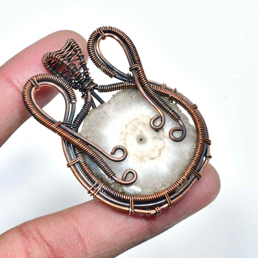 Celestial Whispers – Geode & Oxidized Copper Pendant