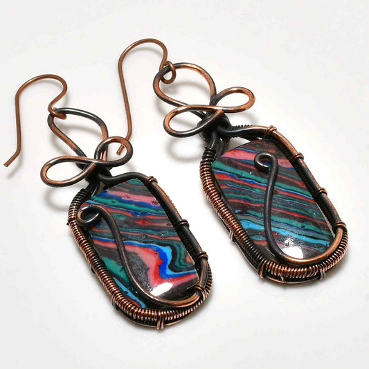 Prismatic Muse – Oxidized Copper Gemstone Earrings