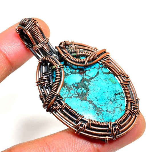 Ember’s Whisper – Turquoise Copper Pendant