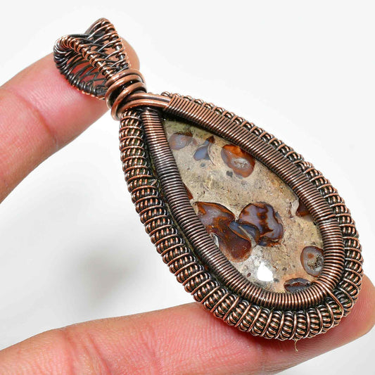 Gaia’s Embrace – Oxidized Copper Gemstone Pendant