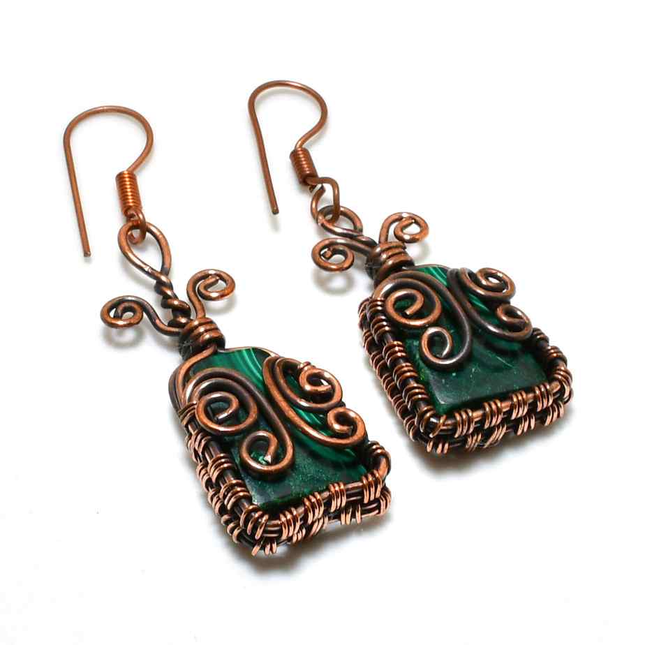 Ember Essence – Transformative Malachite Copper Earrings
