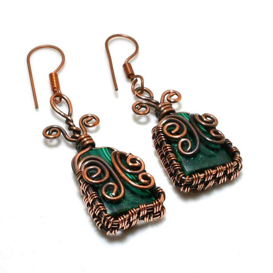 Ember Essence – Transformative Malachite Copper Earrings