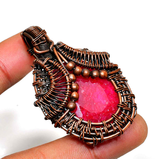 Ember’s Embrace – Ruby & Copper Pendant