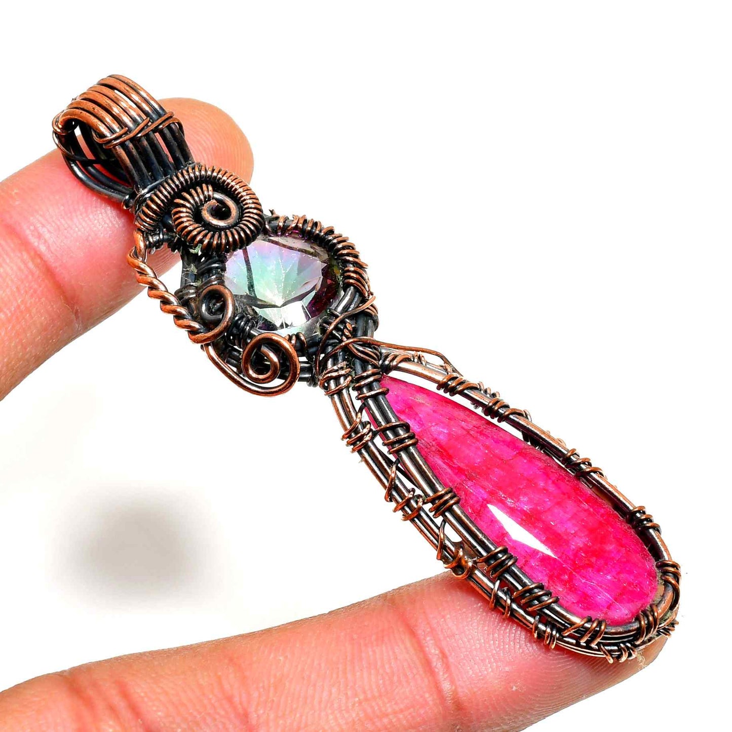 Heart’s Embrace – Pink Tourmaline Copper Pendant