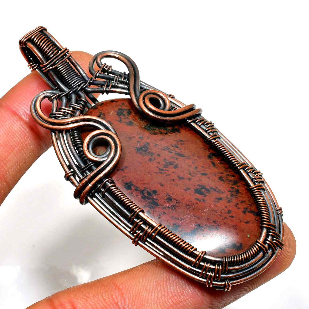 Gaia’s Embrace – Oxidized Copper Gemstone Pendant