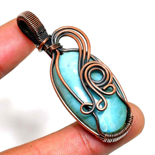 Azure Dream – Vintage Copper Larimar Pendant