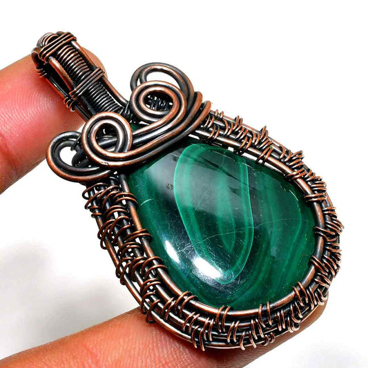 Gaia’s Embrace – Malachite Copper Pendant