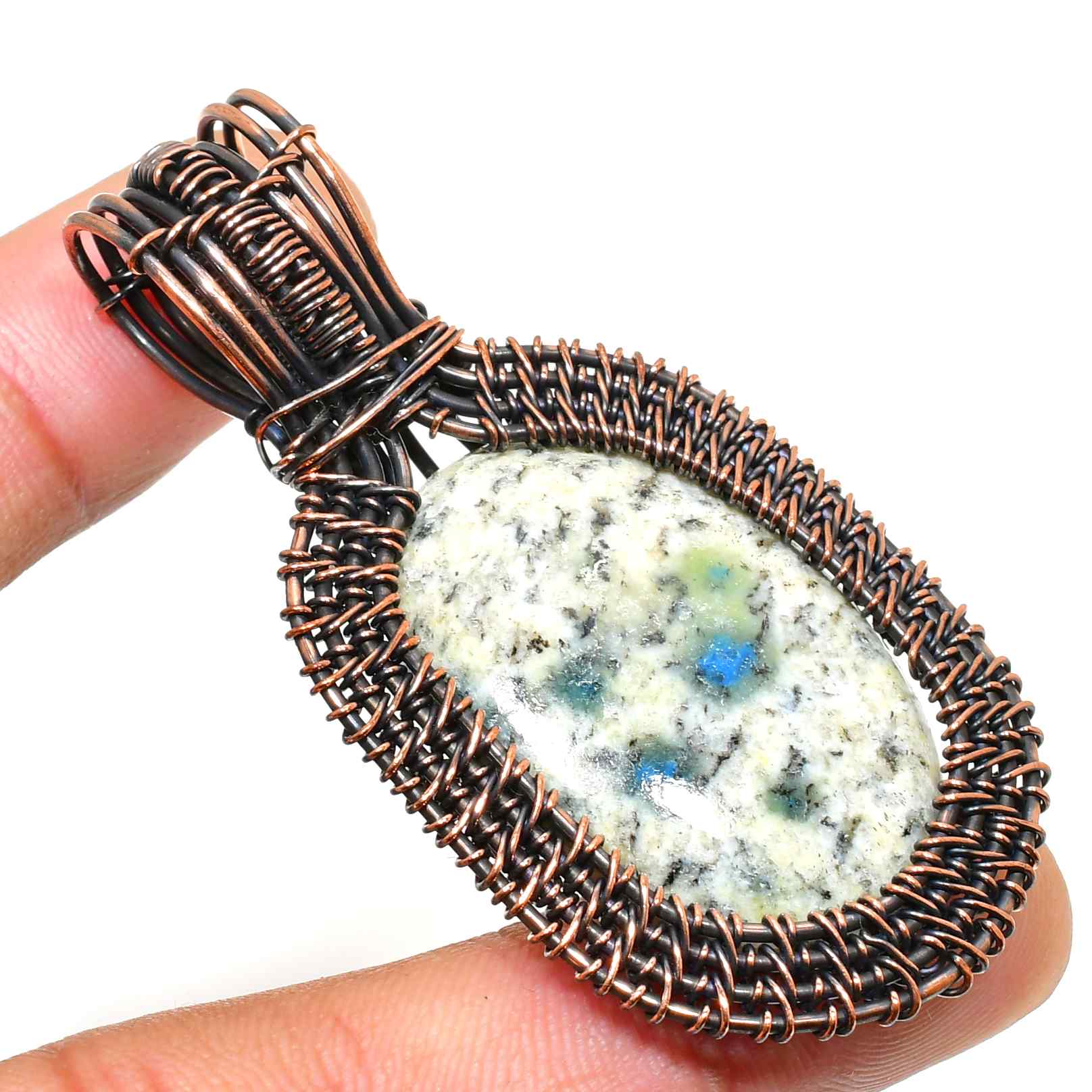 Gaia’s Embrace – Oxidized Copper Grounding Stone Pendant