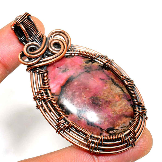 Seraphina’s Heart – Rhodochrosite Copper Pendant