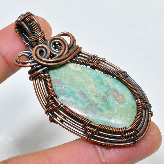 Gaia’s Gift – Green Stone Copper Pendant
