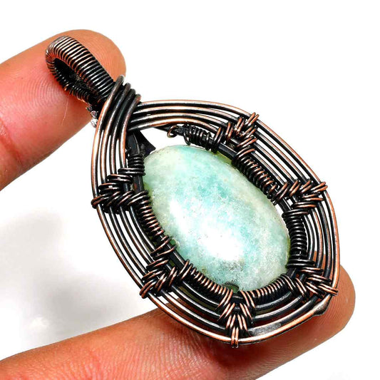 Seraphina’s Embrace – Aquamarine Copper Pendant