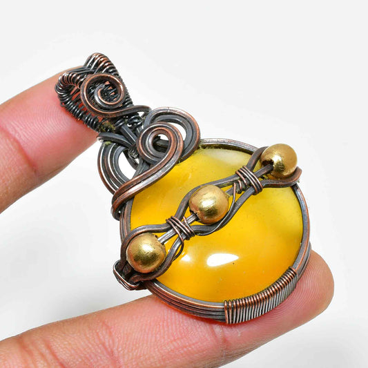 Solar Radiance – Amber Copper Pendant