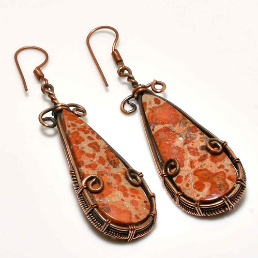 Ember’s Edge – Red Jasper Copper Earrings