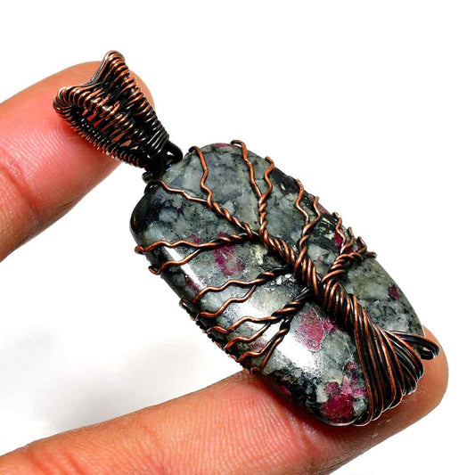 Aurora’s Ember – Ruby in Zoisite Copper Pendant
