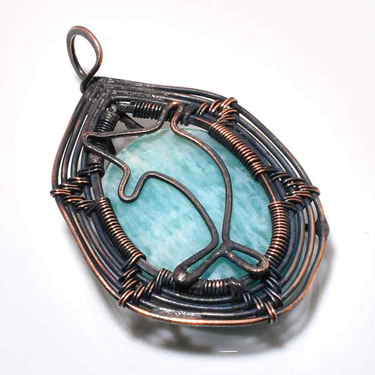Ocean’s Embrace – Aquamarine & Antique Copper Pendant