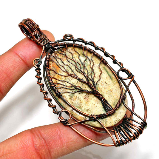 Gaia’s Arbor – Stone & Copper Tree of Life Pendant