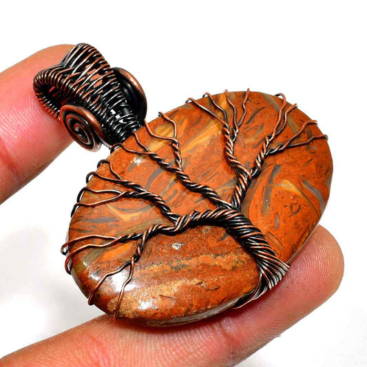 Gaia’s Roots – Jasper Copper Tree Pendant