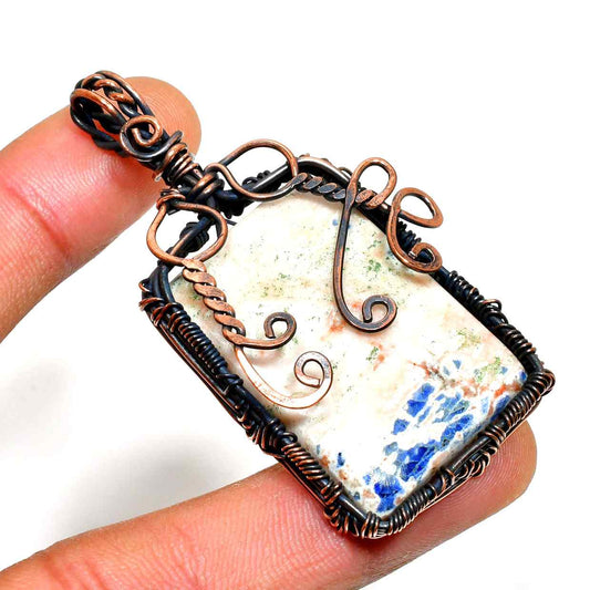 Gaia’s Embrace – Oxidized Copper Stone Pendant